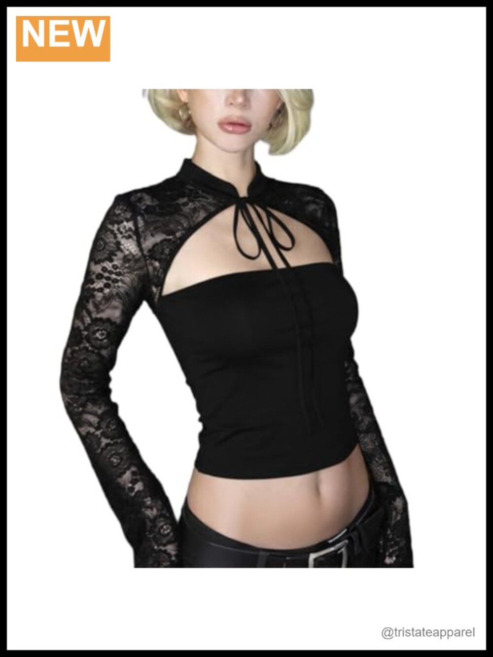 Women's Lace See-Through Long Sleeve Club Top Y2K Square Neck Sexy Cute Going